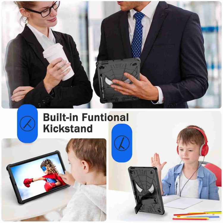 For Samsung Galaxy Tab S6 Lite P610 Spider Texture Silicone Hybrid PC Tablet Case with Shoulder Strap(Black) - Tab S6 Lite P610 / P615 by buy2fix | Online Shopping UK | buy2fix