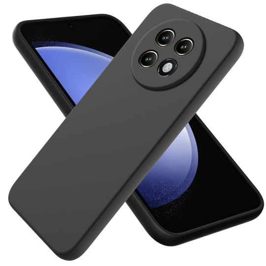 For Realme 13+ Solid Color Liquid Silicone Dropproof Full Coverage Phone Case(Black)
