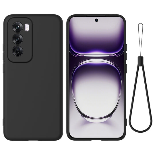 For OPPO Reno12 Pro 5G Global Solid Color Liquid Silicone Dropproof Full Coverage Phone Case(Black)