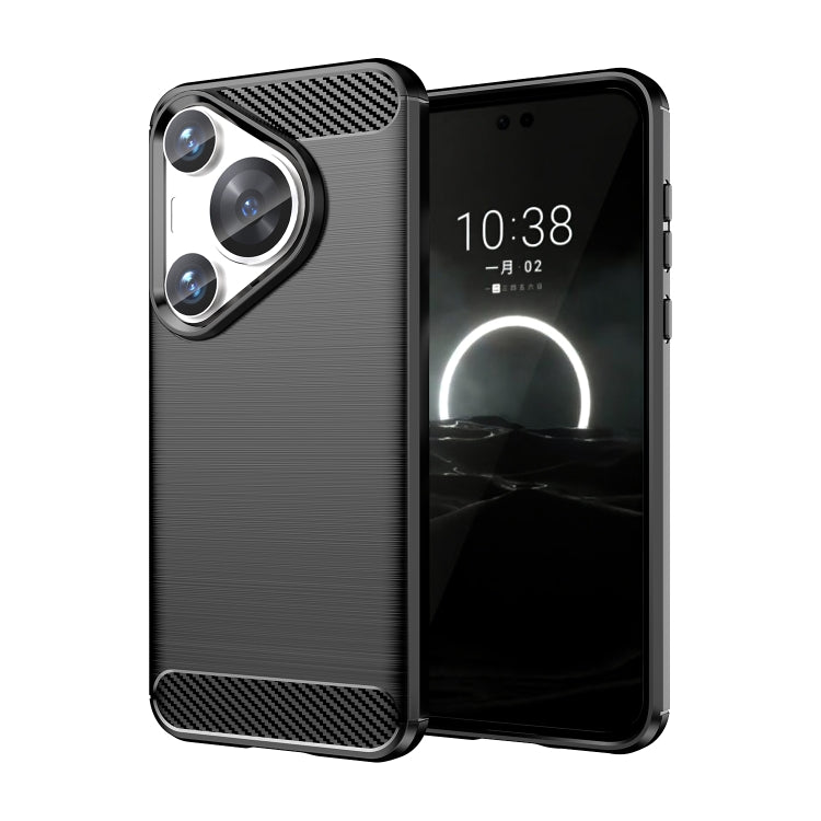 For Huawei Pura 70 Pro / Pura 70 Pro+ Brushed Texture Carbon Fiber TPU Phone Case(Black) by buy2fix