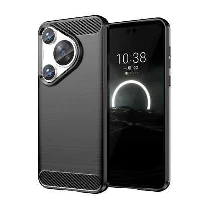 For Huawei Pura 70 Pro / Pura 70 Pro+ Brushed Texture Carbon Fiber TPU Phone Case(Black) by buy2fix