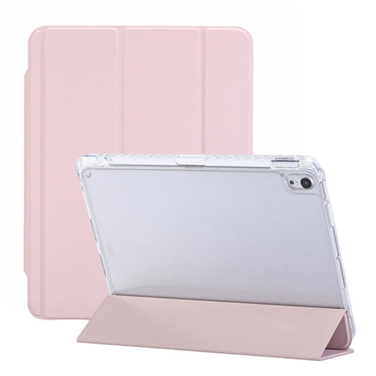 For iPad Air 2022 / 2020 10.9 3-Fold Lock Buckle Leather Smart Tablet Case(Pink) - iPad Air (2022) / (2020) 10.9 Cases by buy2fix | Online Shopping UK | buy2fix