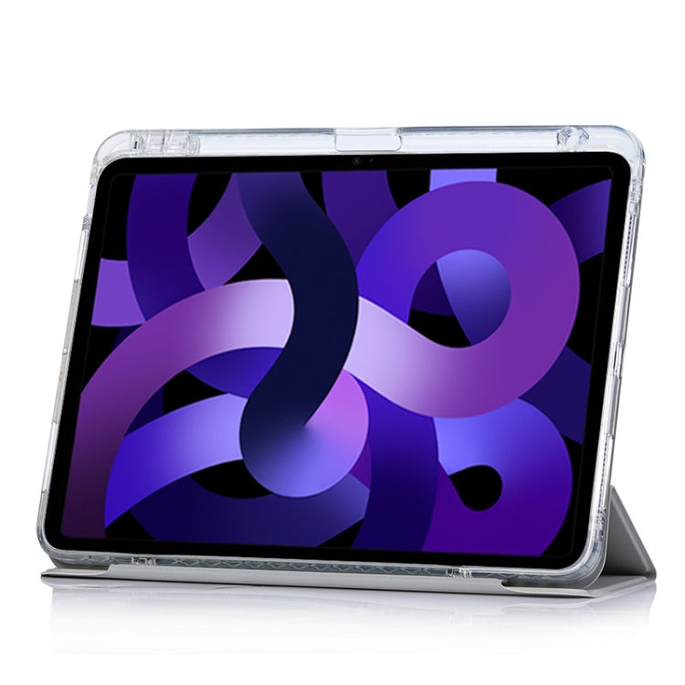 For iPad Air 2022 / 2020 10.9 3-Fold Lock Buckle Leather Smart Tablet Case(Grey) - iPad Air (2022) / (2020) 10.9 Cases by buy2fix | Online Shopping UK | buy2fix