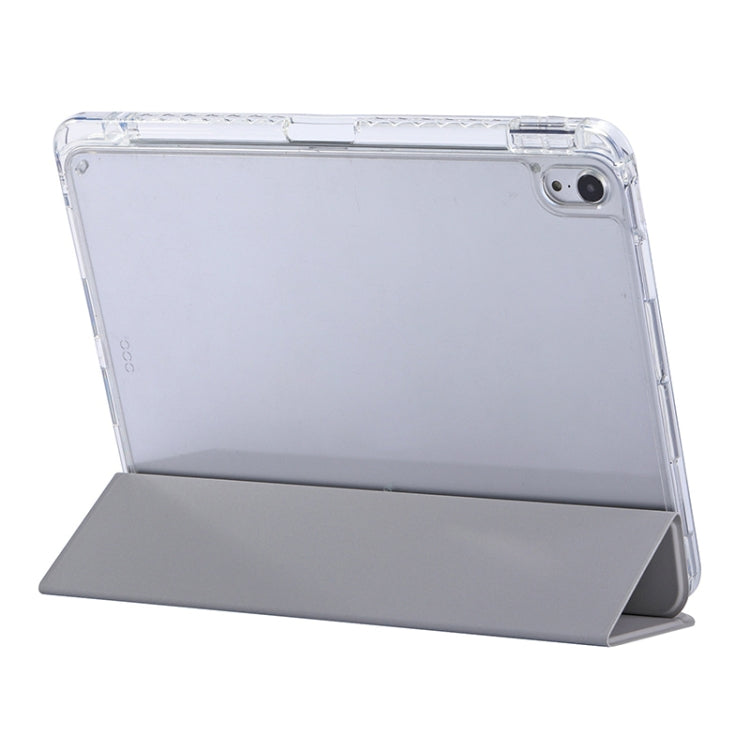 For iPad Air 2022 / 2020 10.9 3-Fold Lock Buckle Leather Smart Tablet Case(Grey) - iPad Air (2022) / (2020) 10.9 Cases by buy2fix | Online Shopping UK | buy2fix
