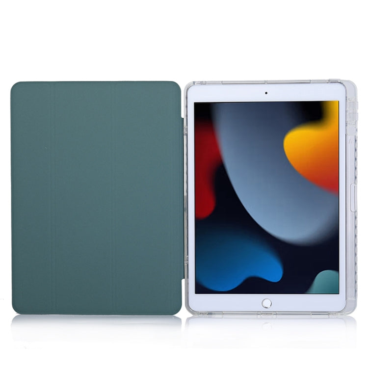 For iPad 10.2 2021 / 2020 / 10.5 3-Fold Lock Buckle Leather Smart Tablet Case(Deep Green) - iPad 10.2 Cases by buy2fix | Online Shopping UK | buy2fix
