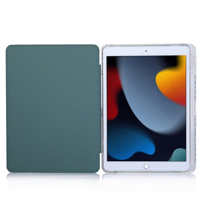 For iPad 10.2 2021 / 2020 / 10.5 3-Fold Lock Buckle Leather Smart Tablet Case(Deep Green) - iPad 10.2 Cases by buy2fix | Online Shopping UK | buy2fix