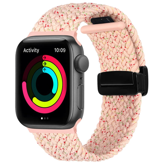 Magnetic Fold Clasp Woven Watch Band For Apple Watch 8 45mm(Starlight Pink) by buy2fix