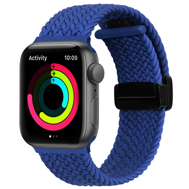 Magnetic Fold Clasp Woven Watch Band For Apple Watch SE 44mm(Blue) by buy2fix