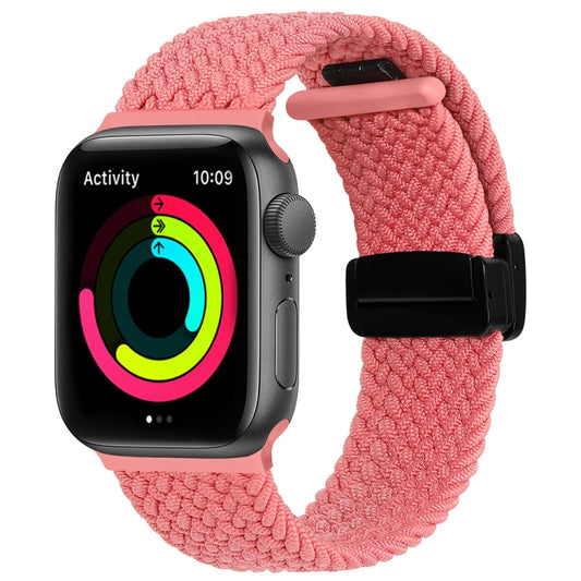 Magnetic Fold Clasp Woven Watch Band For Apple Watch 5 44mm(Pink) by buy2fix