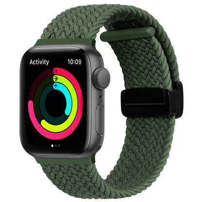 Magnetic Fold Clasp Woven Watch Band For Apple Watch 5 44mm(Green) by buy2fix
