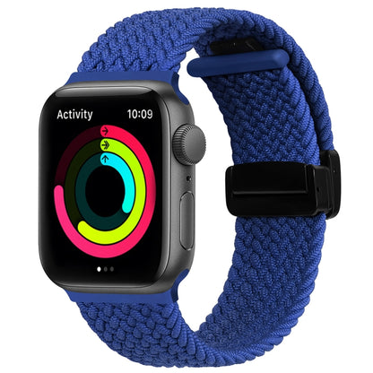 Magnetic Fold Clasp Woven Watch Band For Apple Watch 3 38mm(Blue) by buy2fix