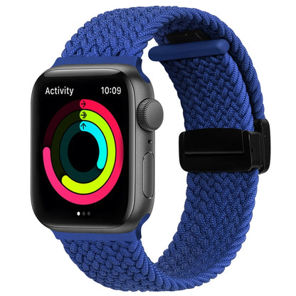 Magnetic Fold Clasp Woven Watch Band For Apple Watch SE 2023 44mm(Blue) - Watch Bands by buy2fix | Online Shopping UK | buy2fix