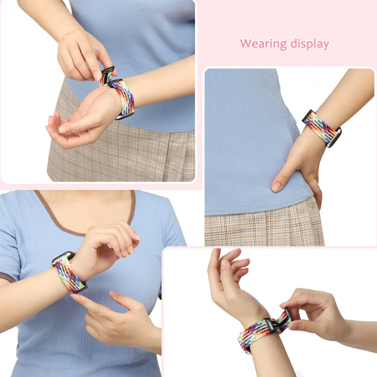 Magnetic Fold Clasp Woven Watch Band For Apple Watch 8 45mm(Blue White) by buy2fix