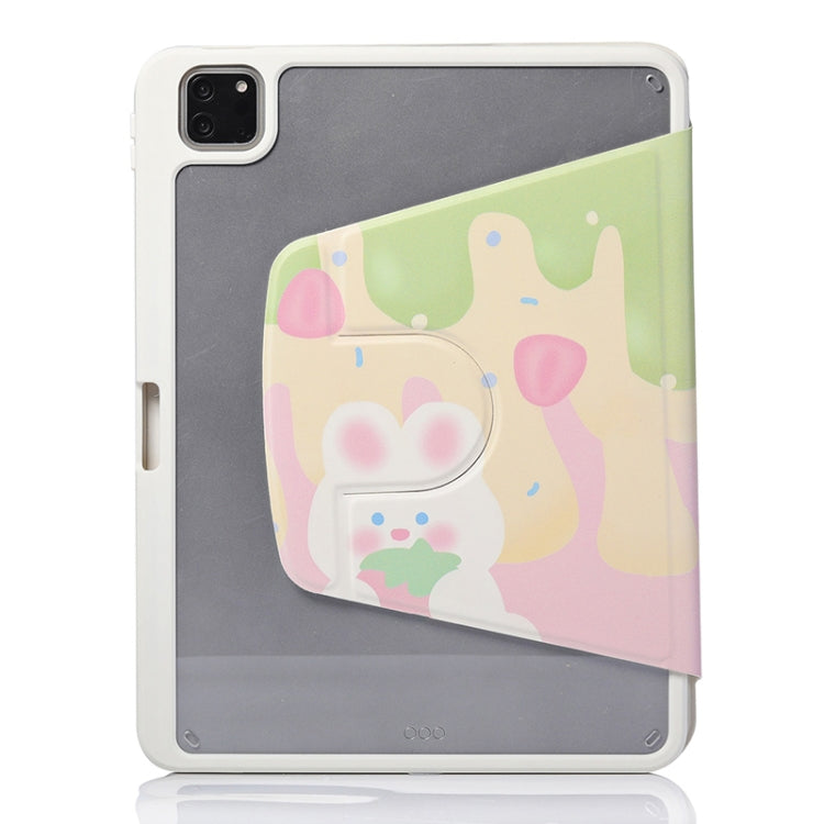 For iPad Air 11 2024 / iPad Pro 11 3-Fold 360 Rotation Painted Leather Smart Tablet Case(Strawberry Dog) by buy2fix