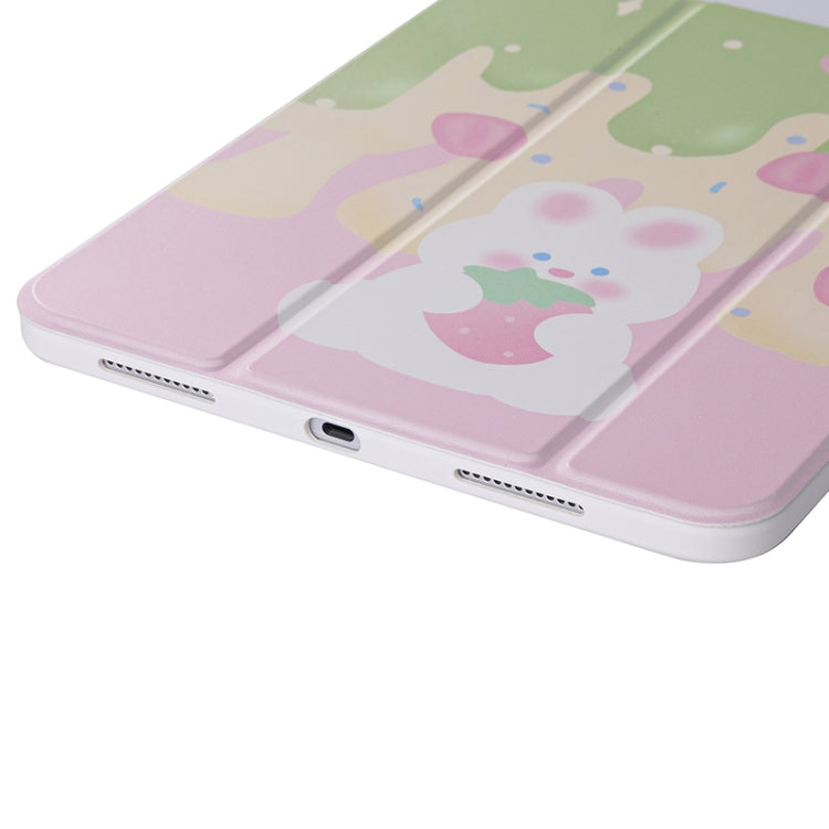 For iPad Air 11 2024 / iPad Pro 11 3-Fold 360 Rotation Painted Leather Smart Tablet Case(Strawberry Dog) by buy2fix