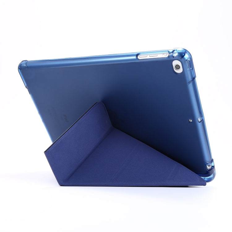 For iPad 9.7 (2018) & (2017) Airbag Deformation Horizontal Flip Leather Case with Holder & Pen Holder(Dark Blue) - iPad 9.7 (2018) & (2017) Cases by buy2fix | Online Shopping UK | buy2fix