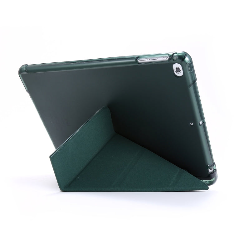 For iPad 9.7 (2018) & (2017) Airbag Deformation Horizontal Flip Leather Case with Holder & Pen Holder(Dark Green) - iPad 9.7 (2018) & (2017) Cases by buy2fix | Online Shopping UK | buy2fix