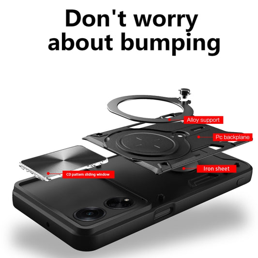 For OPPO F23 5G India / A98 5G / A1 5G CD Texture Sliding Camshield Magnetic Holder Phone Case(Red) by buy2fix