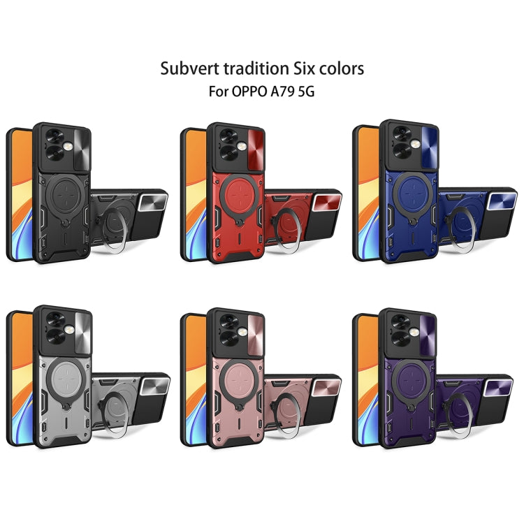 For OPPO A79 5G Global CD Texture Sliding Camshield Magnetic Holder Phone Case(Black) - OPPO Cases by buy2fix | Online Shopping UK | buy2fix