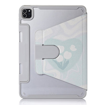 For iPad Pro 12.9 2022 / 2021 / 2020 Split Drawer Rotation Painted Leather Smart Tablet Case(Flowers) - iPad Pro 12.9 (2022/2021) Cases by buy2fix | Online Shopping UK | buy2fix