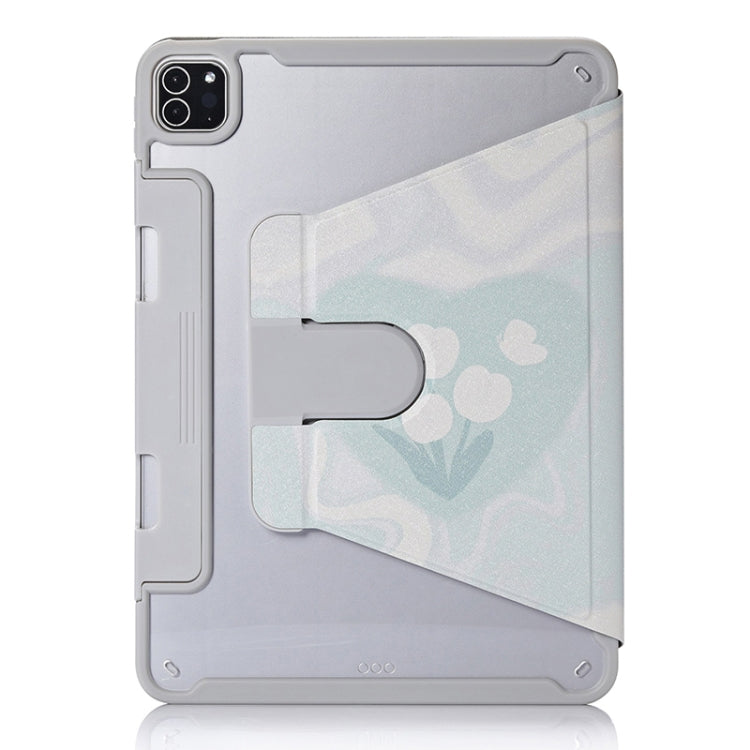 For iPad Pro 11 2022 / 2021 / 2020 Split Drawer Rotation Painted Leather Smart Tablet Case(Flowers) - iPad Pro 11 (2022/2021) Cases by buy2fix | Online Shopping UK | buy2fix
