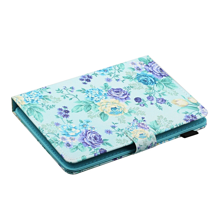 For 7 inch Universal Tablet PC Flower Pattern Horizontal Flip Leather Case with Card Slots & Holder(Purple Flower) - 7 inch by buy2fix | Online Shopping UK | buy2fix