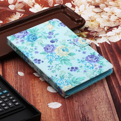 For 7 inch Universal Tablet PC Flower Pattern Horizontal Flip Leather Case with Card Slots & Holder(Purple Flower) - 7 inch by buy2fix | Online Shopping UK | buy2fix