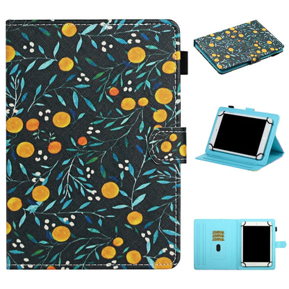 For 7 inch Universal Tablet PC Flower Pattern Horizontal Flip Leather Case with Card Slots & Holder(Yellow Fruit) - 7 inch by buy2fix | Online Shopping UK | buy2fix