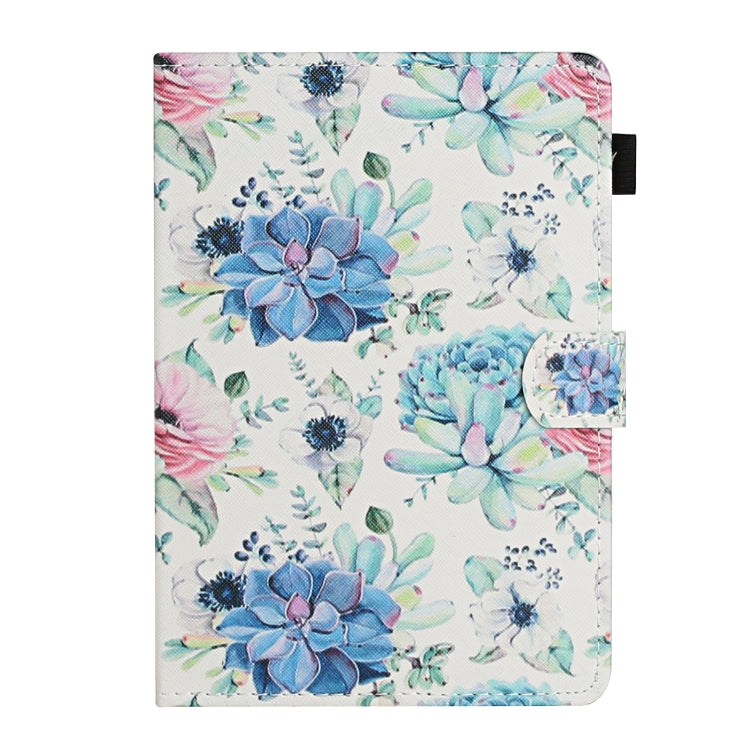 For 7 inch Universal Tablet PC Flower Pattern Horizontal Flip Leather Case with Card Slots & Holder(Blue Flower On White) - 7 inch by buy2fix | Online Shopping UK | buy2fix