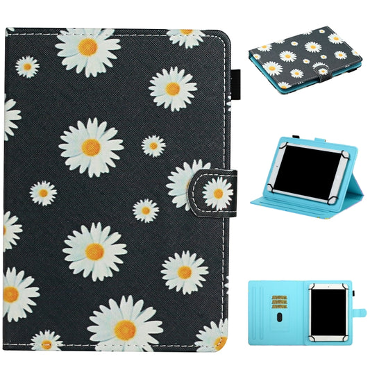 For 8 inch Universal Tablet PC Flower Pattern Horizontal Flip Leather Case with Card Slots & Holder(Small Daisies) - 8 inch by buy2fix | Online Shopping UK | buy2fix