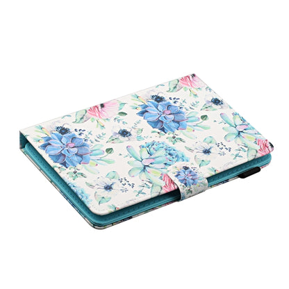For 8 inch Universal Tablet PC Flower Pattern Horizontal Flip Leather Case with Card Slots & Holder(Blue Flower On White) - 8 inch by buy2fix | Online Shopping UK | buy2fix