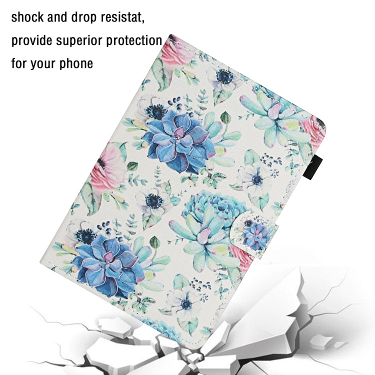 For 8 inch Universal Tablet PC Flower Pattern Horizontal Flip Leather Case with Card Slots & Holder(Blue Flower On White) - 8 inch by buy2fix | Online Shopping UK | buy2fix