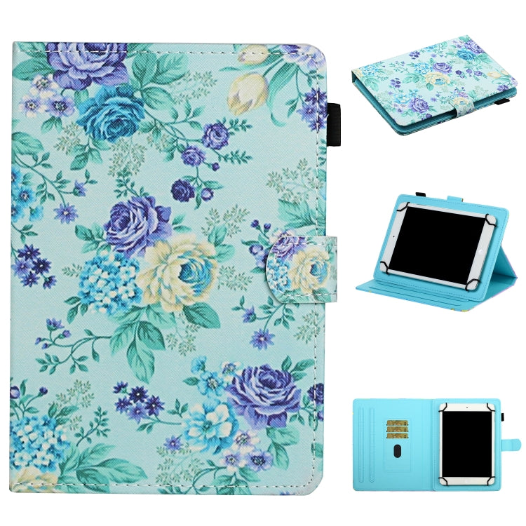 For 10 inch Universal Tablet PC Flower Pattern Horizontal Flip Leather Case with Card Slots & Holder(Purple Flower) - 10 - 11 inch by buy2fix | Online Shopping UK | buy2fix