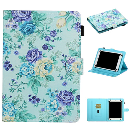 For 10 inch Universal Tablet PC Flower Pattern Horizontal Flip Leather Case with Card Slots & Holder(Purple Flower) - 10 - 11 inch by buy2fix | Online Shopping UK | buy2fix