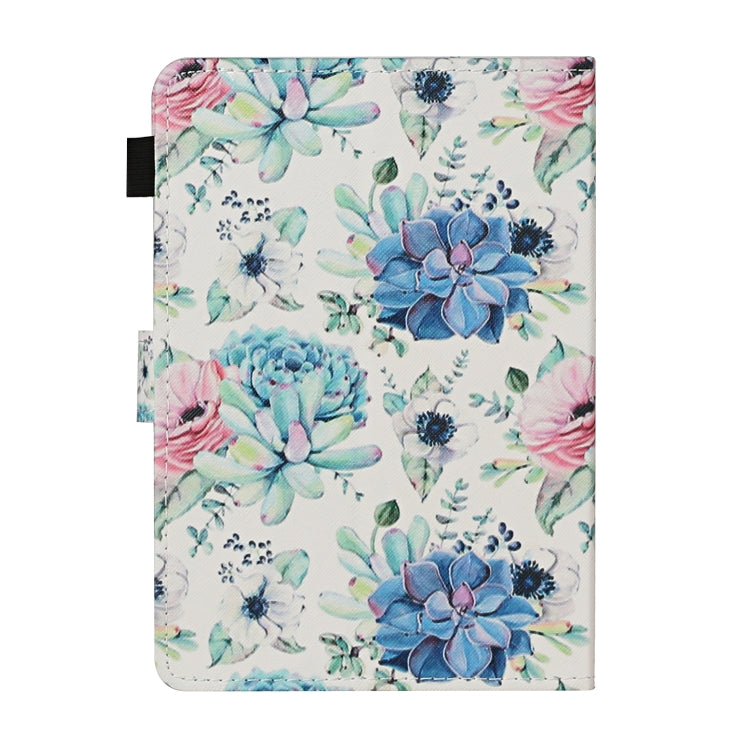 For 10 inch Universal Tablet PC Flower Pattern Horizontal Flip Leather Case with Card Slots & Holder(Blue Flower On White) - 10 - 11 inch by buy2fix | Online Shopping UK | buy2fix