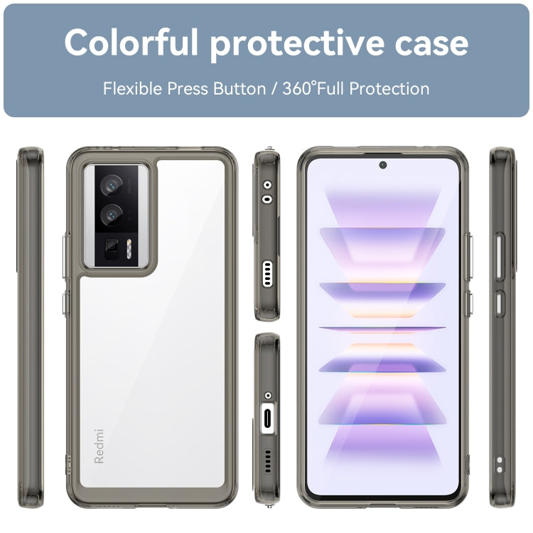 For Xiaomi Poco F5 Pro Colorful Series Acrylic Hybrid TPU Phone Case(Transparent Grey) - Xiaomi Cases by buy2fix | Online Shopping UK | buy2fix