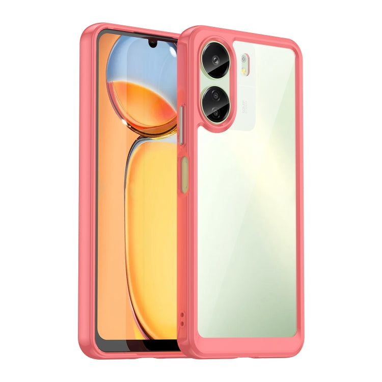 For Xiaomi Redmi 13C 4G Colorful Series Acrylic Hybrid TPU Phone Case(Red) - 13C Cases by buy2fix | Online Shopping UK | buy2fix