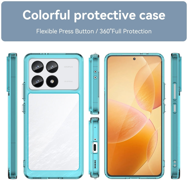 For Xiaomi Redmi K70 Colorful Series Acrylic Hybrid TPU Phone Case(Transparent Blue) - K70 Cases by buy2fix | Online Shopping UK | buy2fix