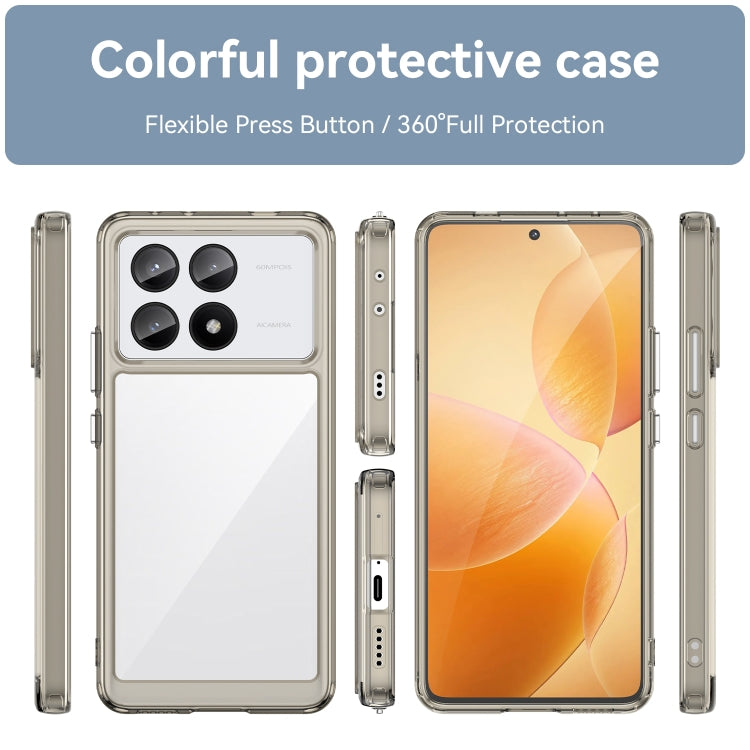 For Xiaomi Redmi K70E Colorful Series Acrylic Hybrid TPU Phone Case(Transparent Grey) - K70E Cases by buy2fix | Online Shopping UK | buy2fix