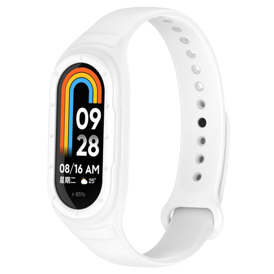 For Xiaomi Mi Band 8 Integrated Silicone Replacement Watch Band(White) - Watch Bands by buy2fix | Online Shopping UK | buy2fix