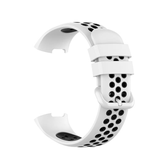 For Fitbit Charge 4 / Charge 3 / Charge 3 SE Watch Button Two Colors Silicone Replacement Strap Watchband(White Black) by buy2fix