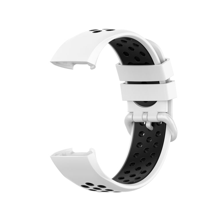 For Fitbit Charge 4 / Charge 3 / Charge 3 SE Watch Button Two Colors Silicone Replacement Strap Watchband(White Black) - Watch Bands by buy2fix | Online Shopping UK | buy2fix