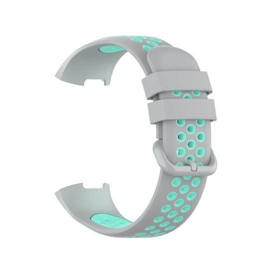 For Fitbit Charge 4 / Charge 3 / Charge 3 SE Watch Button Two Colors Silicone Replacement Strap Watchband(Grey Teal) by buy2fix