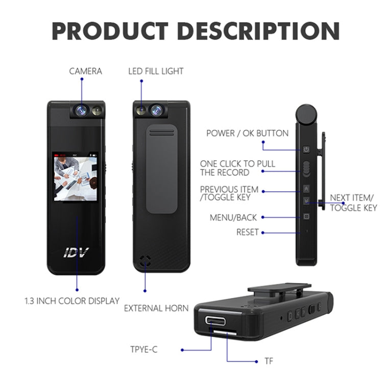 iDV L13 1080P Portable HD Mini Audio Video Recorder(Black) by buy2fix