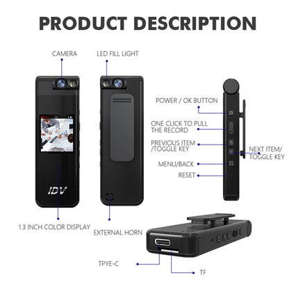 iDV L13 1080P Portable HD Mini Audio Video Recorder(Black) by buy2fix