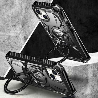 For iPhone 15 Armor Series Holder Phone Case(Black) by buy2fix