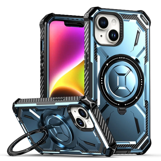 For iPhone 15 Armor Series Holder Phone Case(Blue) by buy2fix