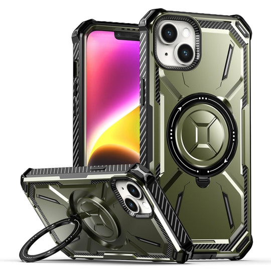 For iPhone 15 Plus Armor Series Holder Phone Case(Army Green)