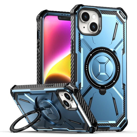 For iPhone 15 Plus Armor Series Holder Phone Case(Blue) by buy2fix