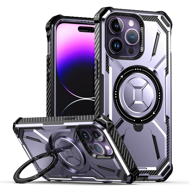 For iPhone 15 Pro Max Armor Series Holder Phone Case(Light Purple) by buy2fix